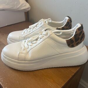 ZARA White Platform Sneakers with Leopard Print